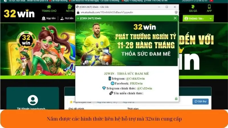 Nắm được các hình thức liên hệ hỗ trợ mà 32win cung cấp Nắm được các hình thức liên hệ hỗ trợ mà 32win cung cấp